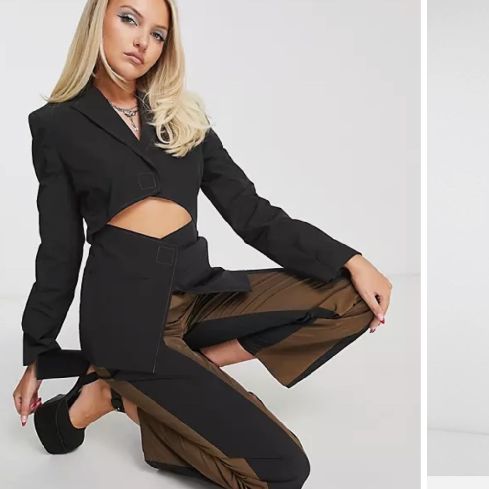 COLLUSION cut out blazer with velcro details in black - part of a set $42